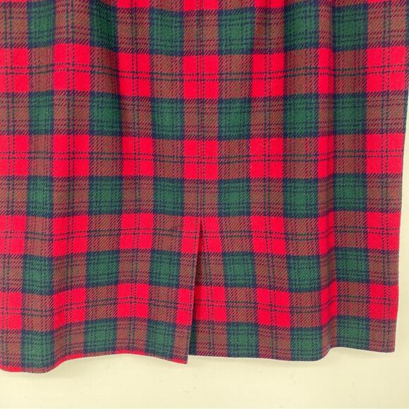 Pendleton Sz 12 Petite Wool Red Green Black Lined Skirt Pleated Pockets Tartan - Picture 6 of 16